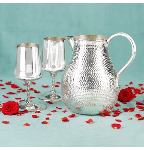 Luxurious Silver Jug And Glass Set For Serving Water, Water Storage