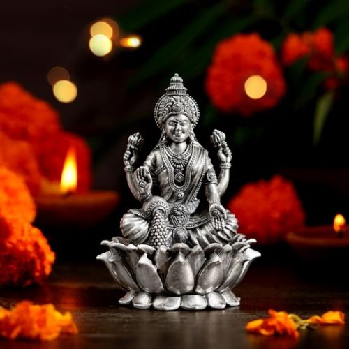 Pure Silver Lakshmi Devi Idol for Home