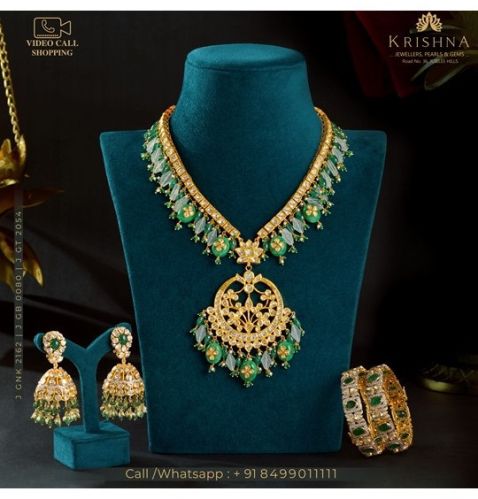 Single Strand Polki Womens Diamond Necklace Set