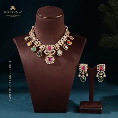 Gold Stately Polki Diamond Womens Necklace Sets