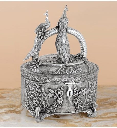 Twosome Peacock Design Silver Storage Box