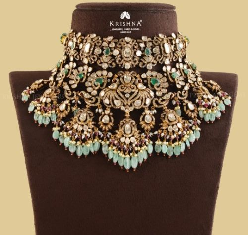 Victorian Polki Diamond Bridal Womens Choker Necklace