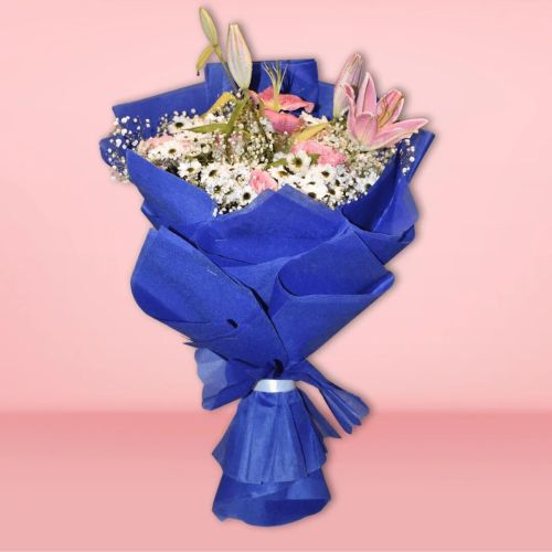 Blue Moon of Lily with Chrysanthemum Bouquet