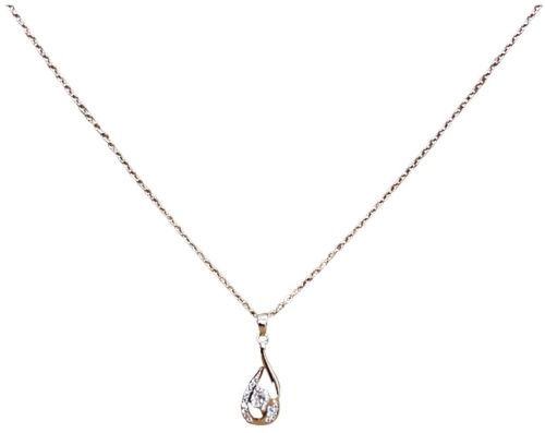 Women Teardrop Stone Pendant with Silver Chain