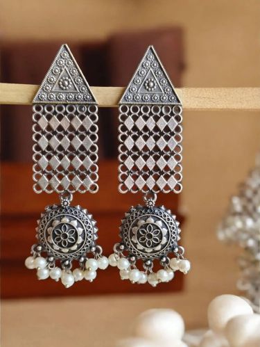 Sarichka 925 Silver Plated Women Navratri Earrings