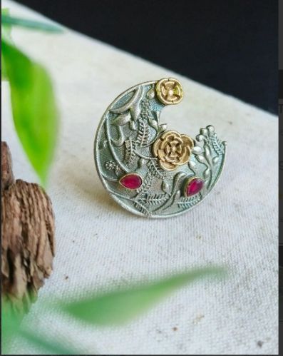 Dual Tone Adjustable Oxidised Women Rings