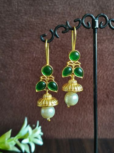 Elegant Golden Hook Earrings With Pearl Drops For Women
