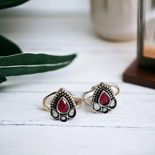 Brass Plate Women Adjustable German Silver Toe Ring