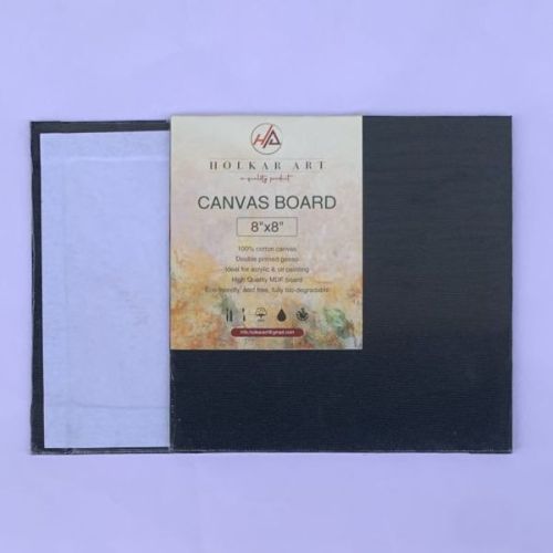 Plain 8x8 Inch Black Canvas Board, Shape : Square for Painting