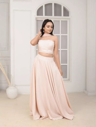 Silk Blush Bloom Lehenga, Color : Pink, White
