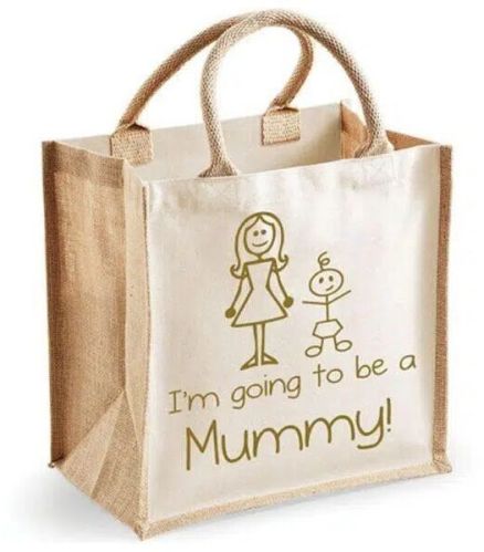 Off-White Promotional Jute Tote Bag With Round Tape Handle