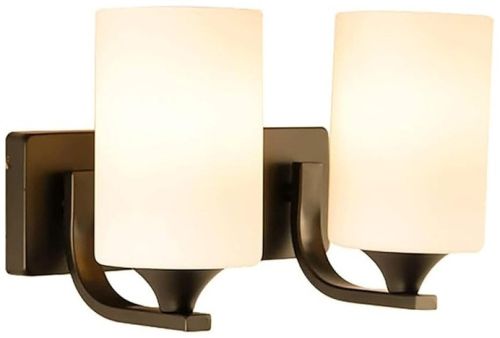 Black Metal Bracket Wall Lamp With Cylindrical Glass