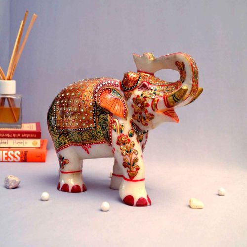 Marble Elephant Statue, Packaging Type : Thermocol Box