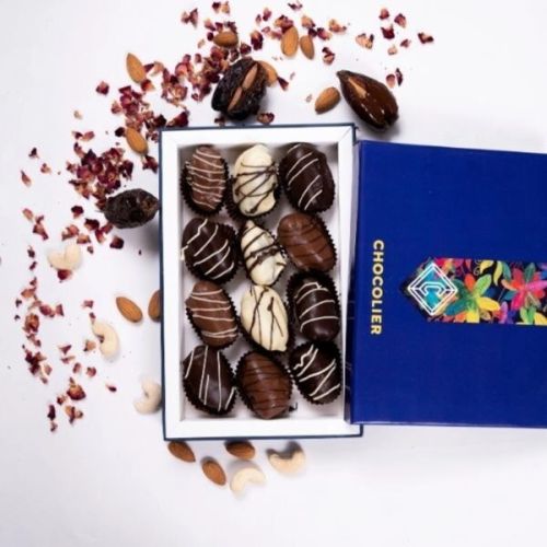 Stuffed Dates Chocolate, Color : Brown