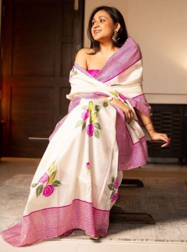 Unstitched Printed Linen Saree, Brand Name : Mangalya