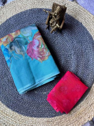 Vaktatund Printed Tebi Soft Pure Organza Handwork Sarees