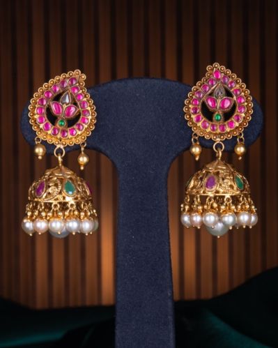 Womens Drop Kundan Earrings