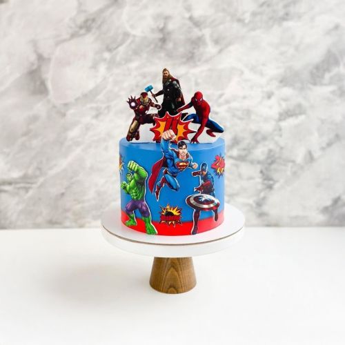Super Squad Themed Cake, Color : Multicolored Birthday