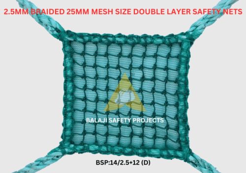 2.5mm Braided 25mm Mesh Size Double Layer Safety Nets