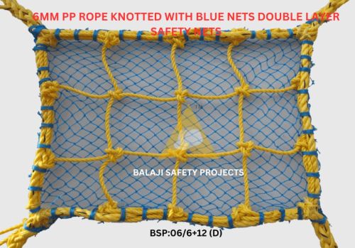 6mm PP Rope Knotted with Blue Nets Double Layer Safety Nets