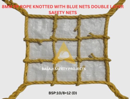 8mm PP Rope Knotted with Blue Nets Double Layer Safety Nets