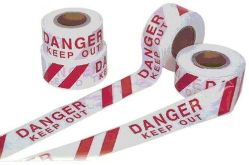 Polythene Caution/ Barrier Tape, Color : Red & White, Width : 75mm