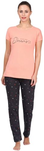 Top and Pajama Set – Peach & Dark Grey