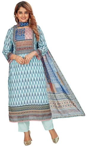Teal Cotton Digital Printed Kurti Set for Women's