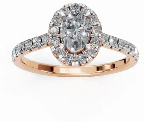 14K Or 18K Gold Oval Halo Diamond Women Ring