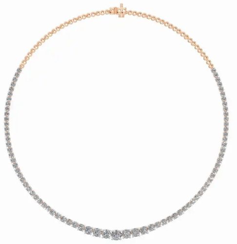 14 KT Gold Eclipse Tennis Women Diamond Necklace, Color : White