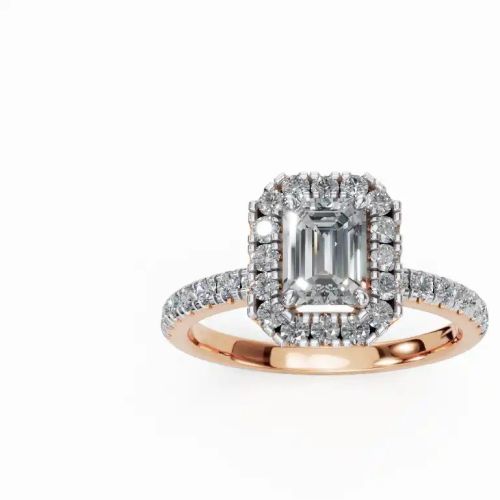 Emerald Luminescence Halo Diamond Women Engagement Ring