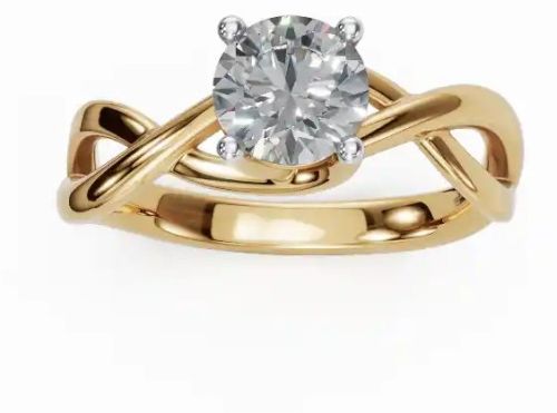 Eternal Embrace Solitaire Women Ring, Diamond Shape : Round