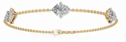 14 KT Gold Floating Diamond Chain Women Bracelet