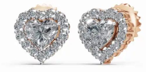 Little Hearts Halo Diamond Stud Women Earrings