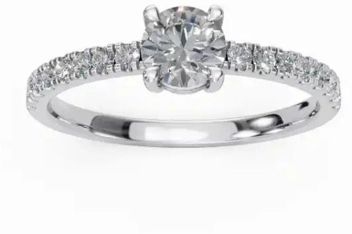 Round Brilliance Solitaire Pavé Diamond Women Ring