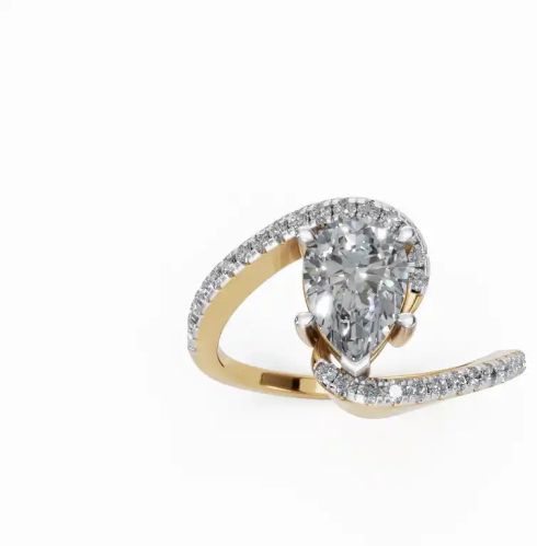 14K Or 18K Gold Twist of Pear Women Diamond Ring