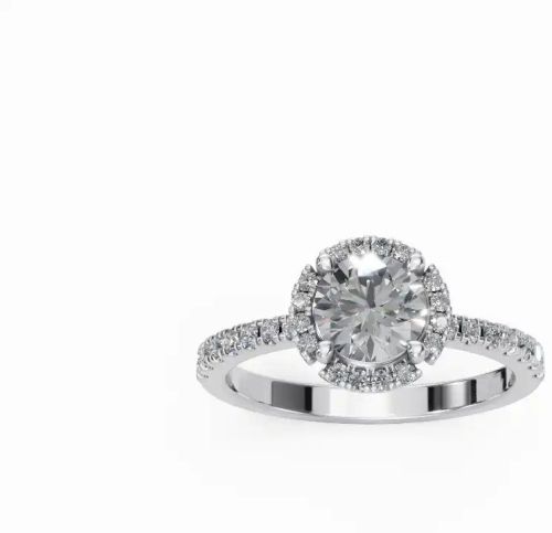 14K Or 18K Gold Round Halo Engagement Women Ring