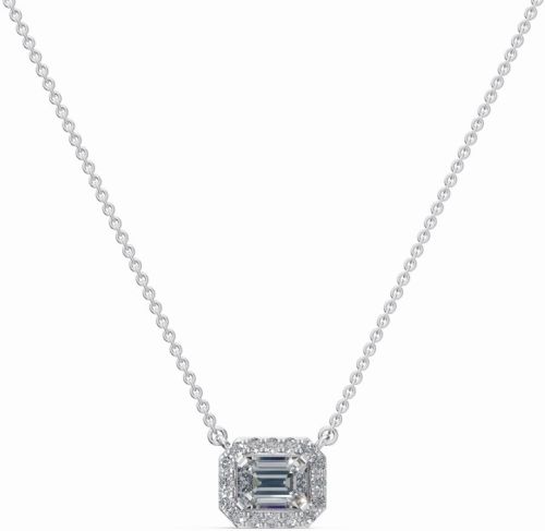 Emerald-cut Diamond Women Elysian Emerald Pendant, Color : White