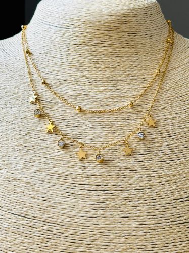 18k Gold-plated Star Design Double Layer Womens Necklace