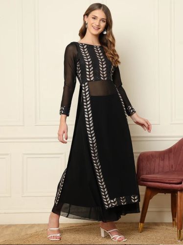 Boat Neck Long Sleeves Indo Western Co-ord Set