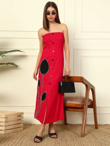 Magenta Off Shoulder Women Body Con Patch Work Dress