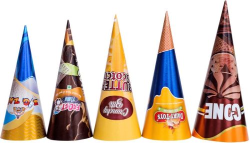 ICE CREAM CONE PAPER SLEEVE 80ML, Packaging Type : Multicolor