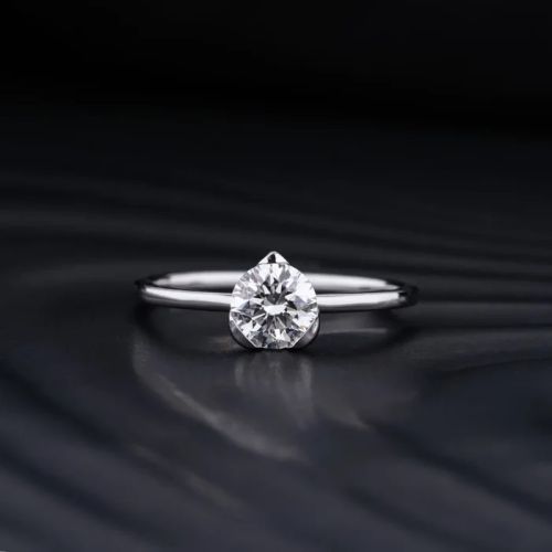 Heart Shaped Round Solitaire Ladies Ring