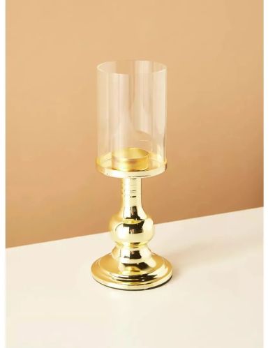 Glass Decorative Metal Pillar Candle Holder