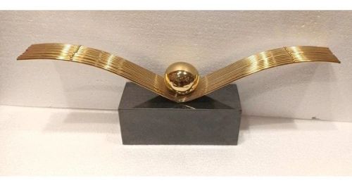Golden Winged Ascent Metal Sculpture For Table Decor