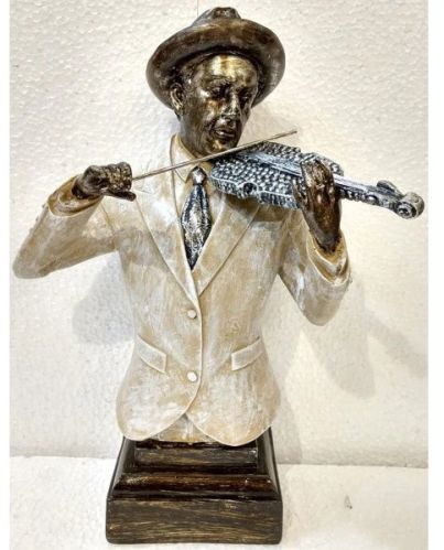 Vintage-Style Violin Player Bust Musician Sculpture For Table Decor