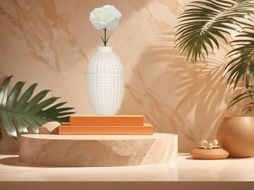 Polyester PVC Artificial White Carnation Flower, Color : Ivory 50cm