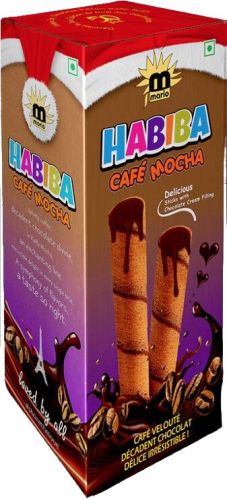 Habiba Cafe Mocha Wafer Sticks, Color : Brown, Packaging Type : Box