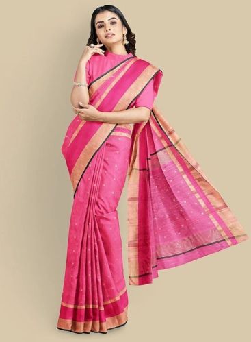Chanderi Ghani Booti Resham Border Jari Silk Saree