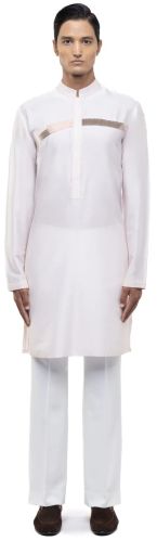 Mens Pink Silk Metallic Accents Kurta Set